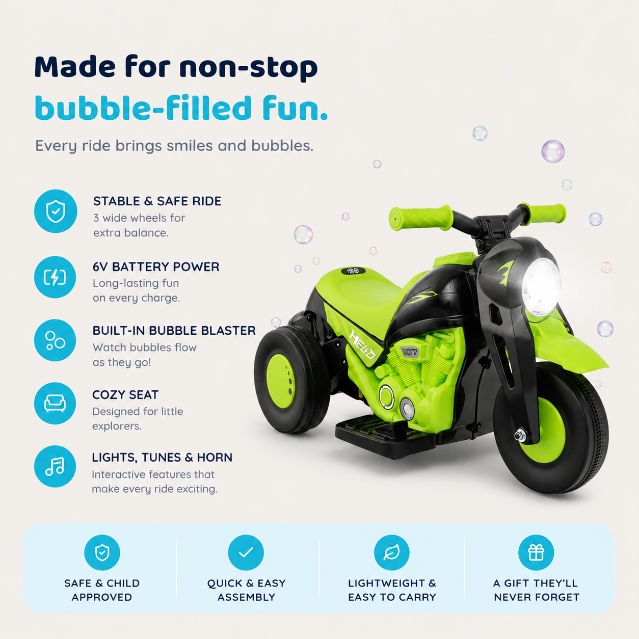 Crezler™ Kids Electric Bubble Motorbike